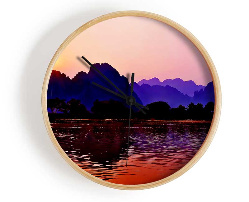 Purple Mountains At Sunrise Clock - Wallart-Direct UK