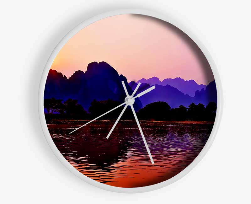 Purple Mountains At Sunrise Clock - Wallart-Direct UK