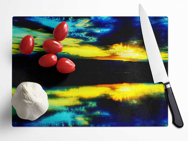 Lake Daybreak Glass Chopping Board