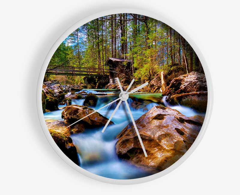 Secluded River Retreat Clock - Wallart-Direct UK