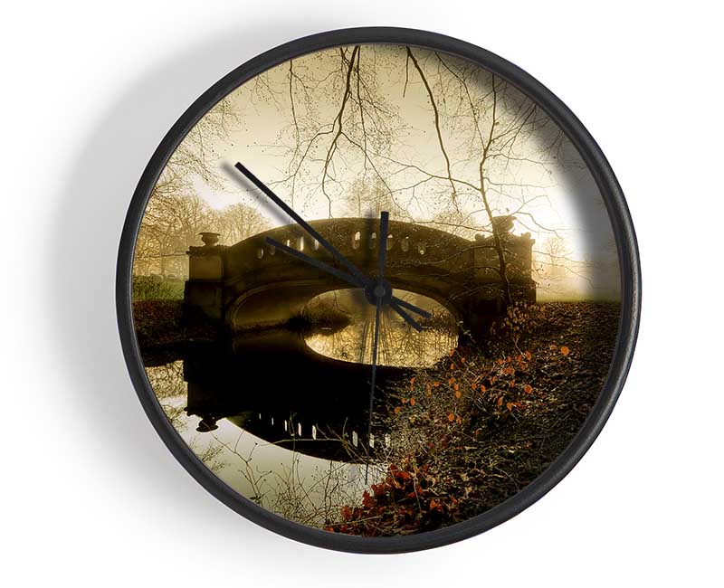 The Misty Autumn Bridge Clock - Wallart-Direct UK