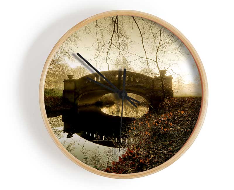 The Misty Autumn Bridge Clock - Wallart-Direct UK