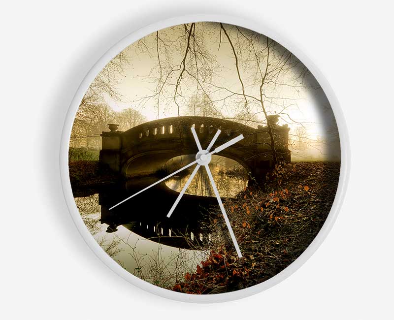 The Misty Autumn Bridge Clock - Wallart-Direct UK