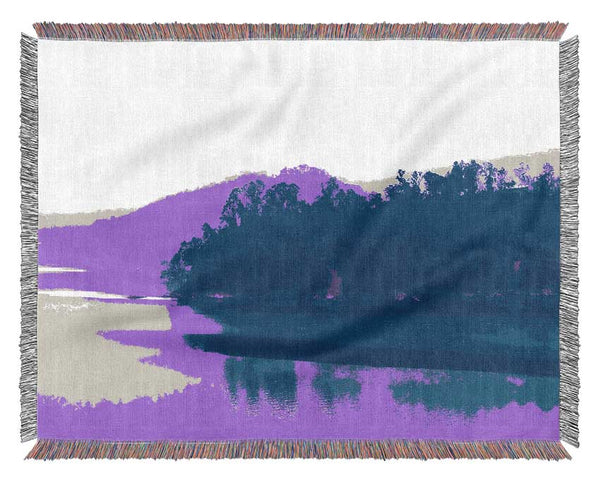 Pink Blue Lake Serine Woven Blanket