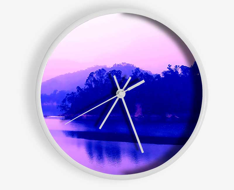 Pink Blue Lake Serine Clock - Wallart-Direct UK