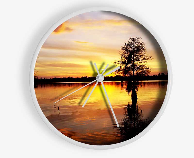 River Tree Sunset Clock - Wallart-Direct UK