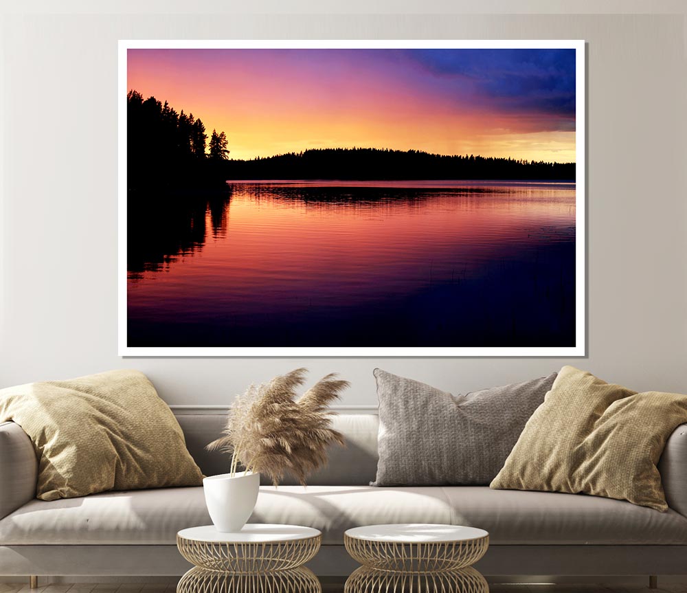 Tranquil River Reflections Print Poster Wall Art