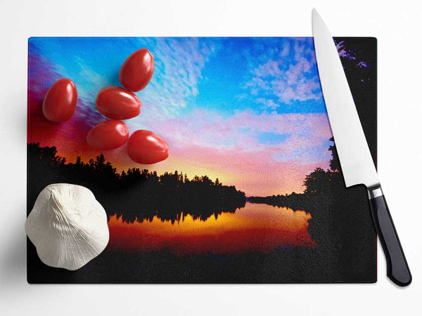 River Sunset Calm Glass Chopping Board