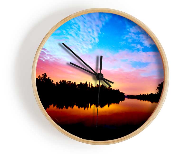 River Sunset Calm Clock - Wallart-Direct UK