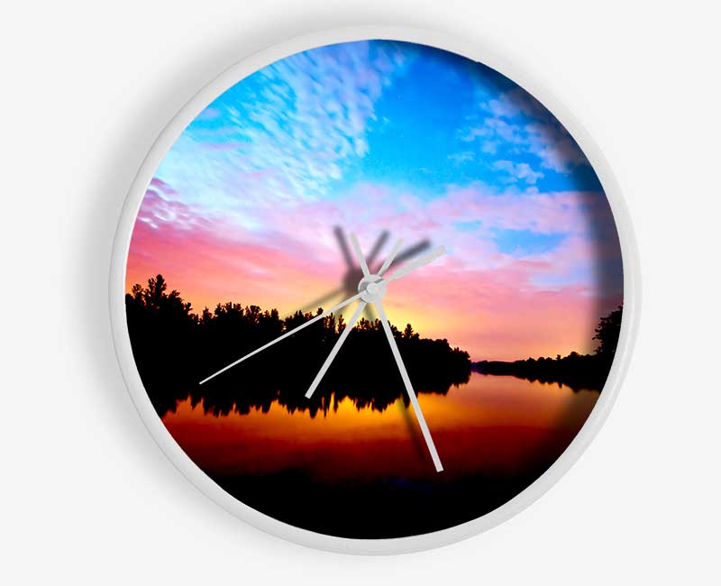 River Sunset Calm Clock - Wallart-Direct UK