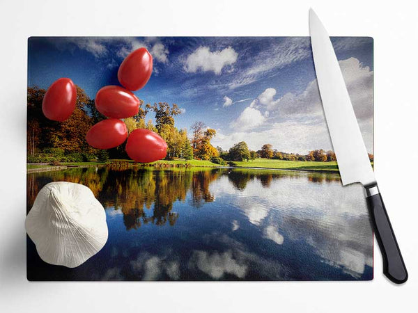 Lake Reflection Sky Glass Chopping Board