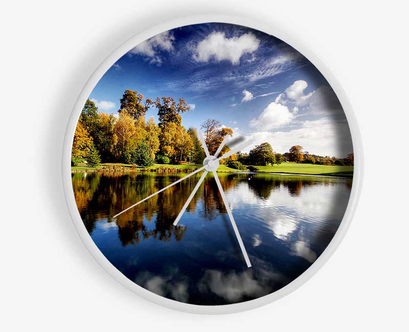 Lake Reflection Sky Clock - Wallart-Direct UK