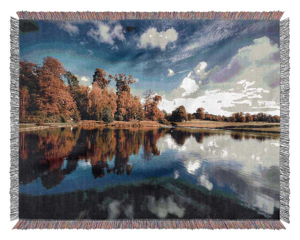 Lake Reflection Sky Woven Blanket