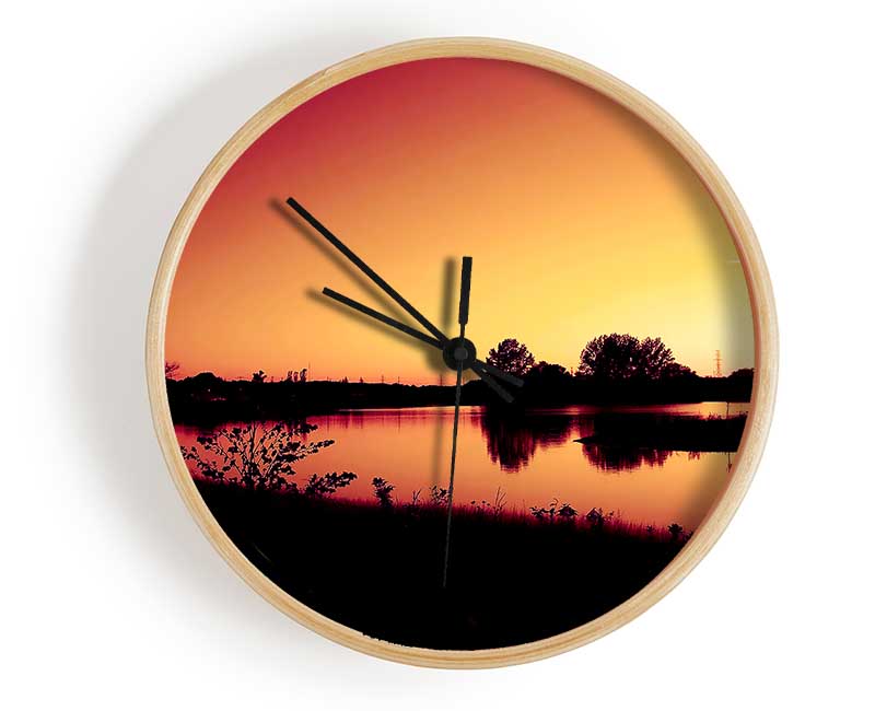 Lake At Sunset Clock - Wallart-Direct UK