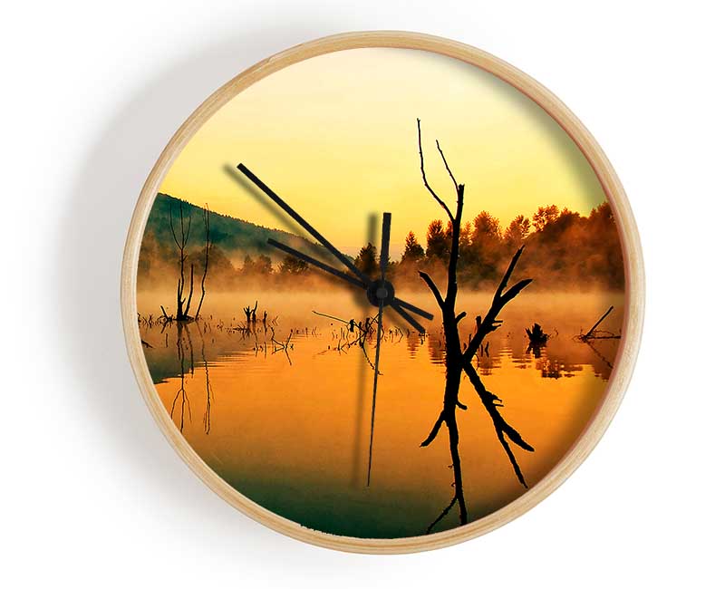 Morning Mist Over The Lake Clock - Wallart-Direct UK