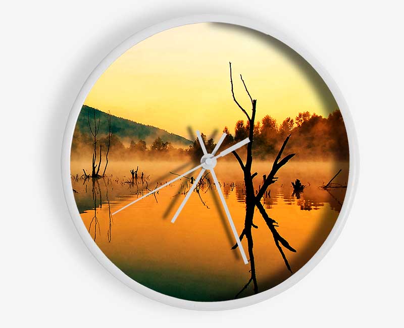 Morning Mist Over The Lake Clock - Wallart-Direct UK