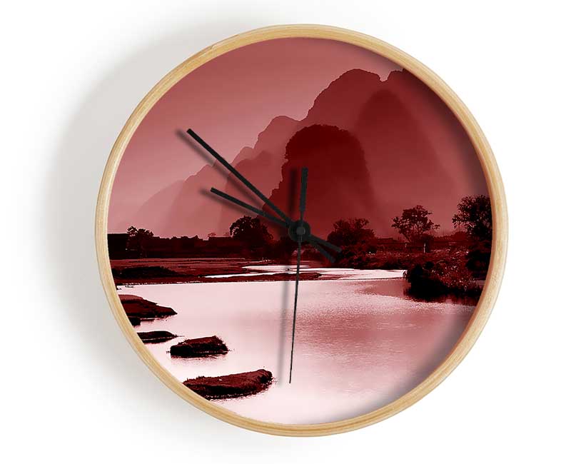 Red Mountain Paradise Clock - Wallart-Direct UK