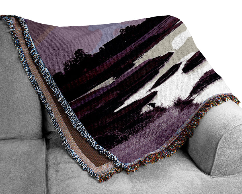 Mauve Mountain Lake Woven Blanket