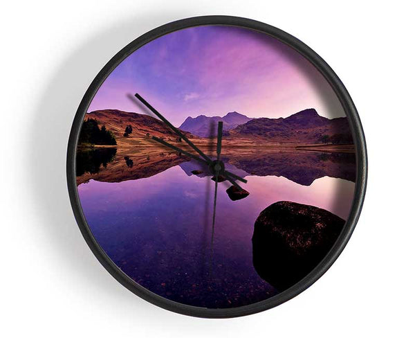 Lake Mountain Reflections Clock - Wallart-Direct UK