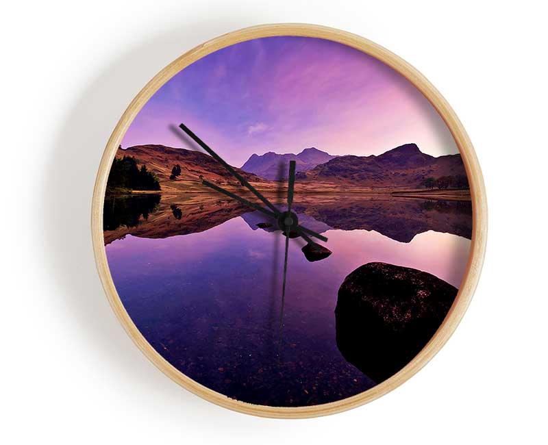 Lake Mountain Reflections Clock - Wallart-Direct UK