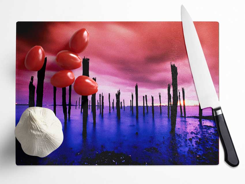 Surreal Lake Skies Glass Chopping Board