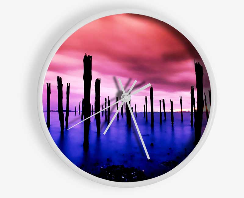 Surreal Lake Skies Clock - Wallart-Direct UK