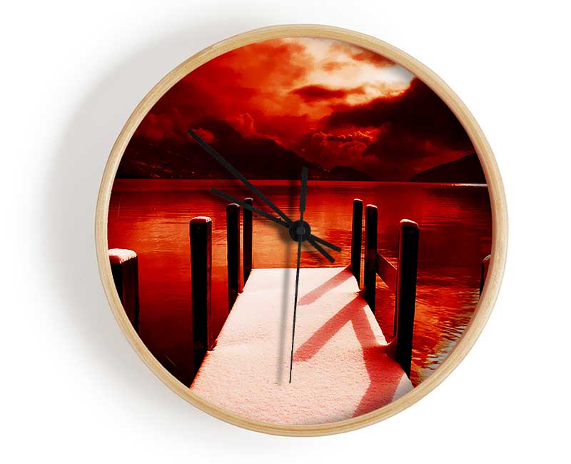 The Red Boardwalk River Clock - Wallart-Direct UK