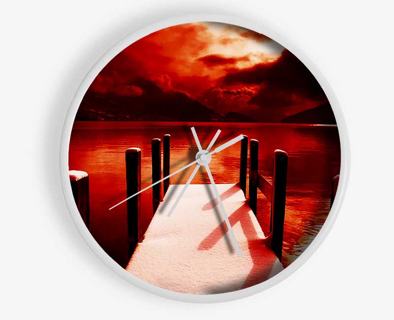 The Red Boardwalk River Clock - Wallart-Direct UK