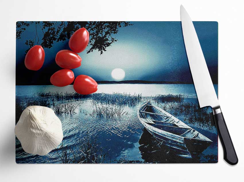 Moonlit River Glass Chopping Board