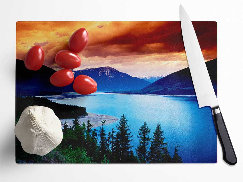 Mountain River Storm Glass Chopping Board