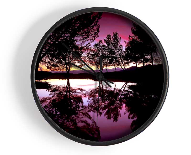 Purple Lake Calm Clock - Wallart-Direct UK