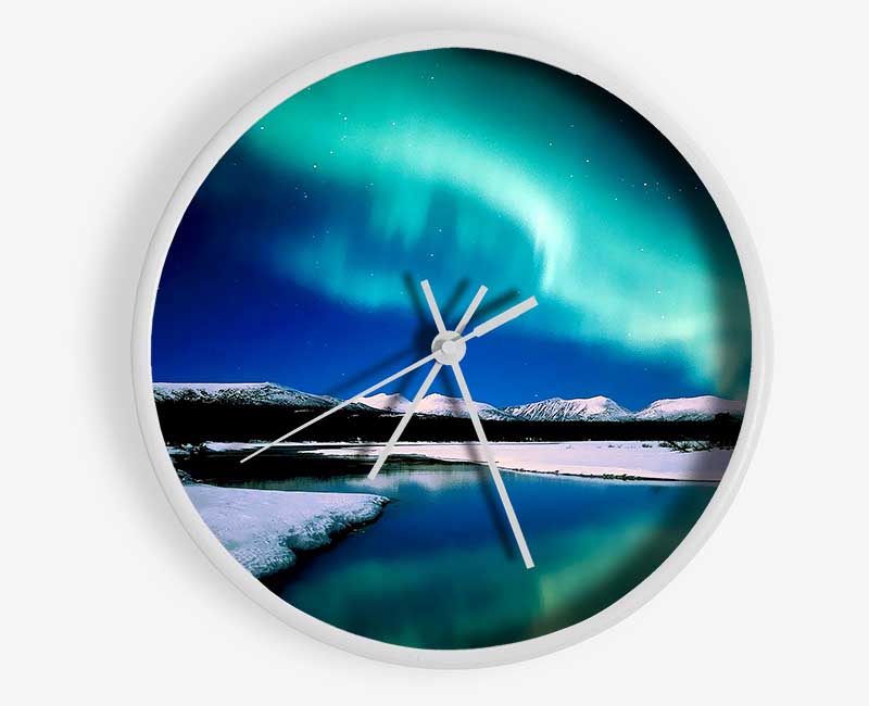 Northern Lights Lake View Clock - Wallart-Direct UK