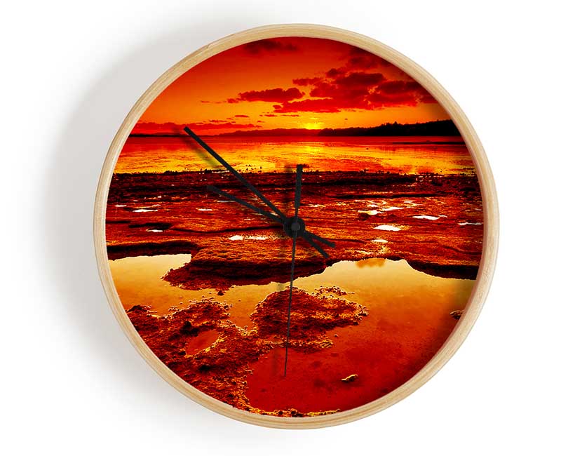 Stunning Orange Water Bay Clock - Wallart-Direct UK