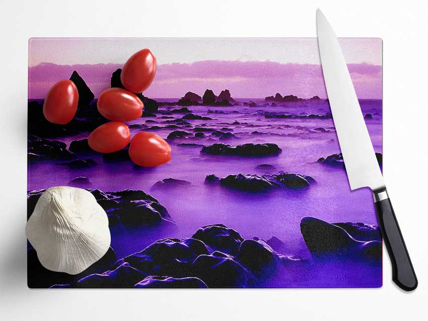 Rocky Purple Mist Glass Chopping Board