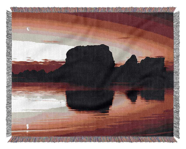 Moon Reflections Red Woven Blanket