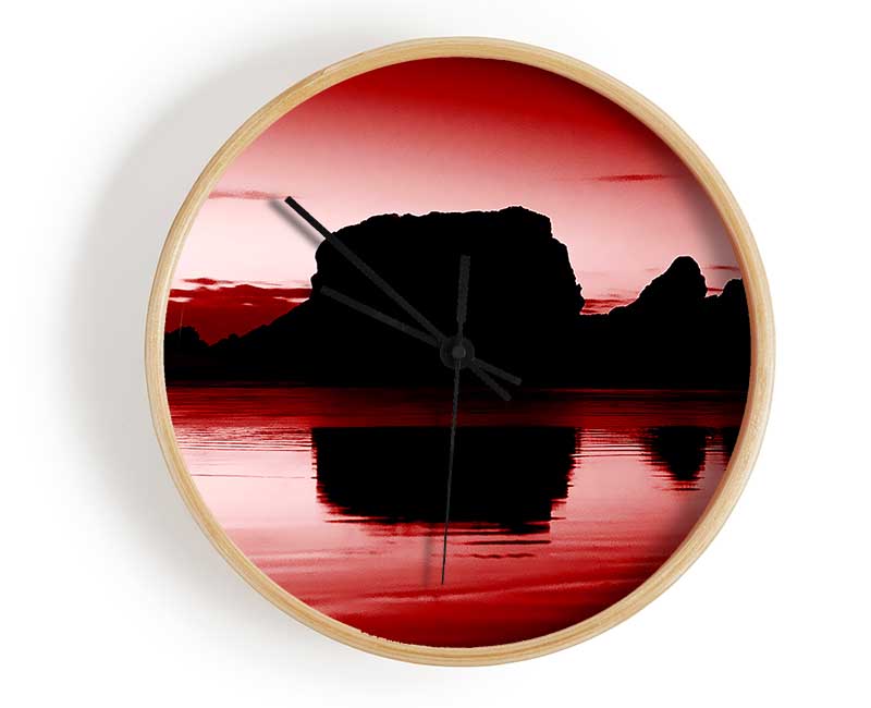 Moon Reflections Red Clock - Wallart-Direct UK