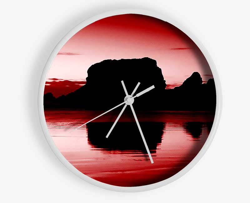 Moon Reflections Red Clock - Wallart-Direct UK