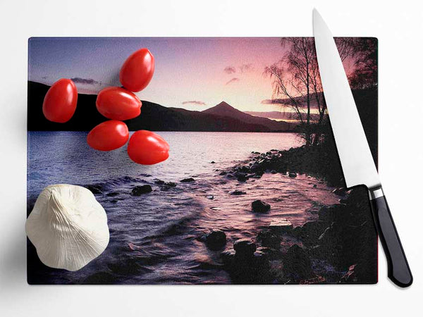 River Bank Sunrise Glass Chopping Board