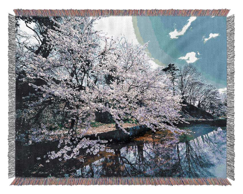 Cherry Blossom Trees Woven Blanket