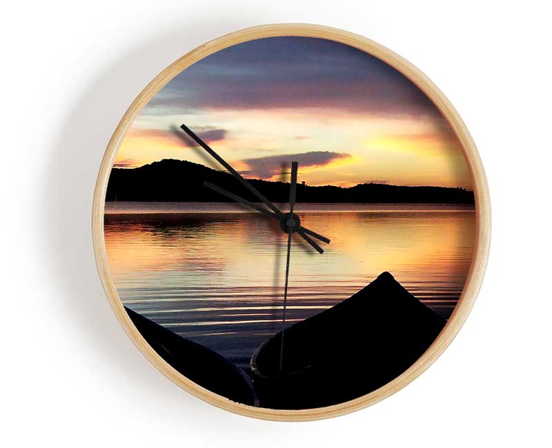 Rowing Boats At Dawn Clock - Wallart-Direct UK