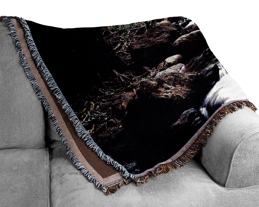 Hidden Woodland Stream Woven Blanket