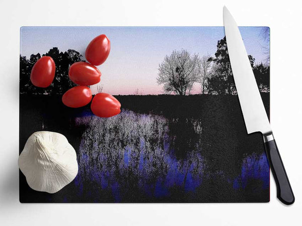 The Purple Morning Lake Glass Chopping Board