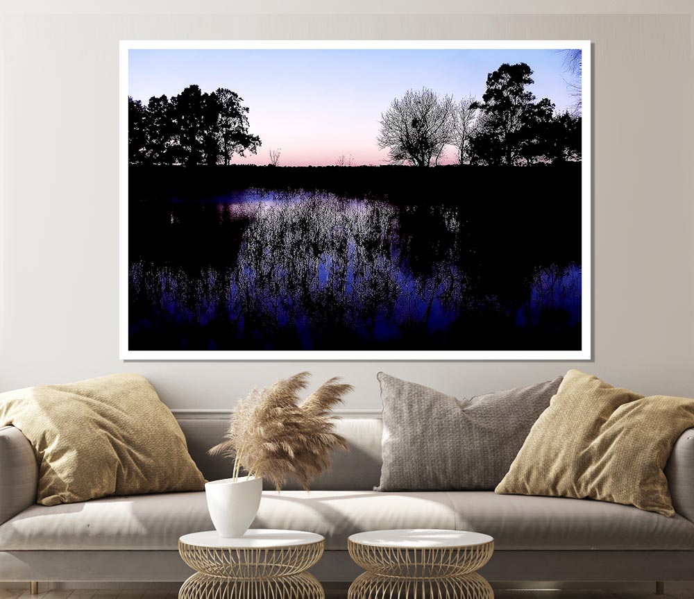 The Purple Morning Lake Print Poster Wall Art