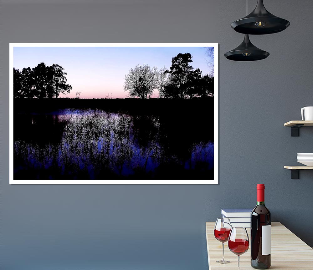 The Purple Morning Lake Print Poster Wall Art