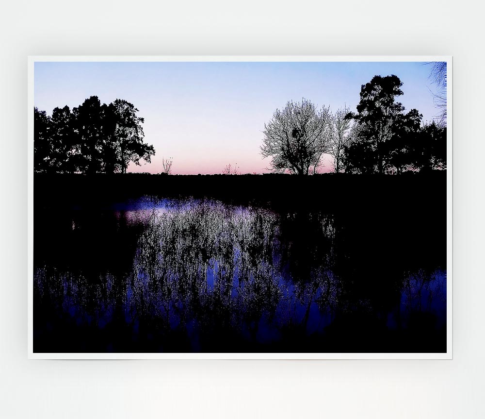 The Purple Morning Lake Print Poster Wall Art