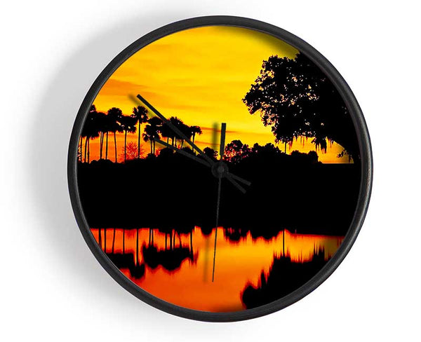 Beautiful Orange River Reflections Clock - Wallart-Direct UK