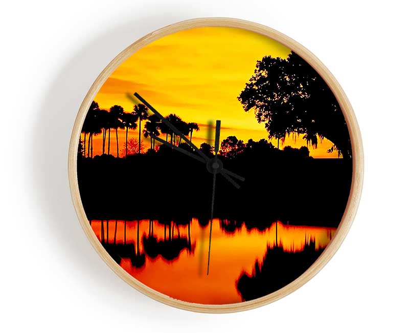 Beautiful Orange River Reflections Clock - Wallart-Direct UK