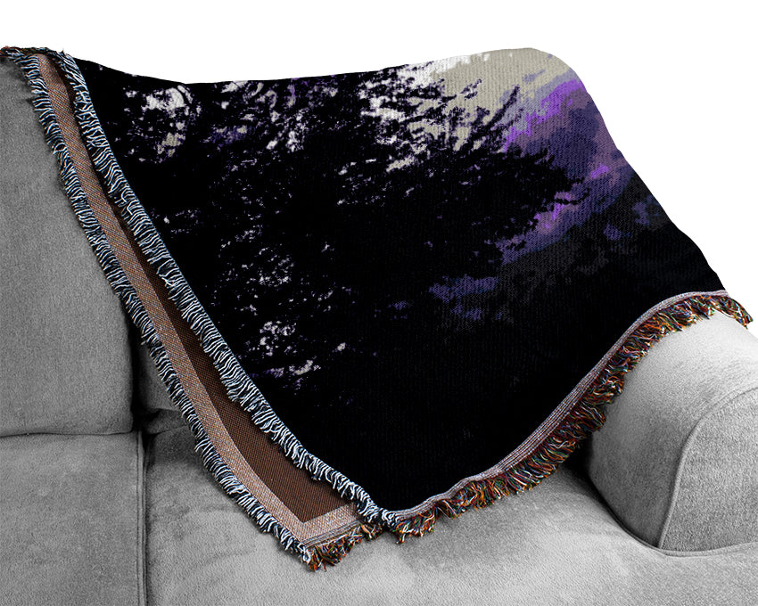 Purple Misty Lake Woven Blanket