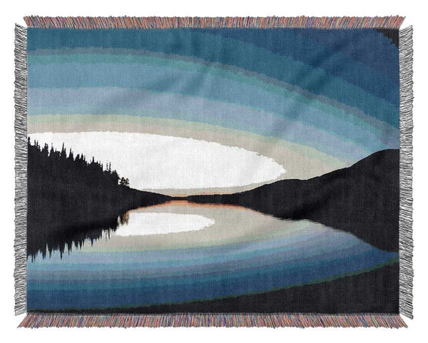 Blue Lake Reflections Woven Blanket