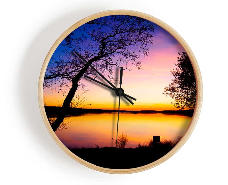 Calm Lake Sunset Clock - Wallart-Direct UK